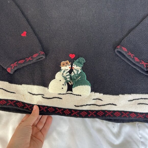 Vintage 90s Y2K Snowman Sweater Cardigan Womens Size Large Christmas Holiday - Picture 11 of 11